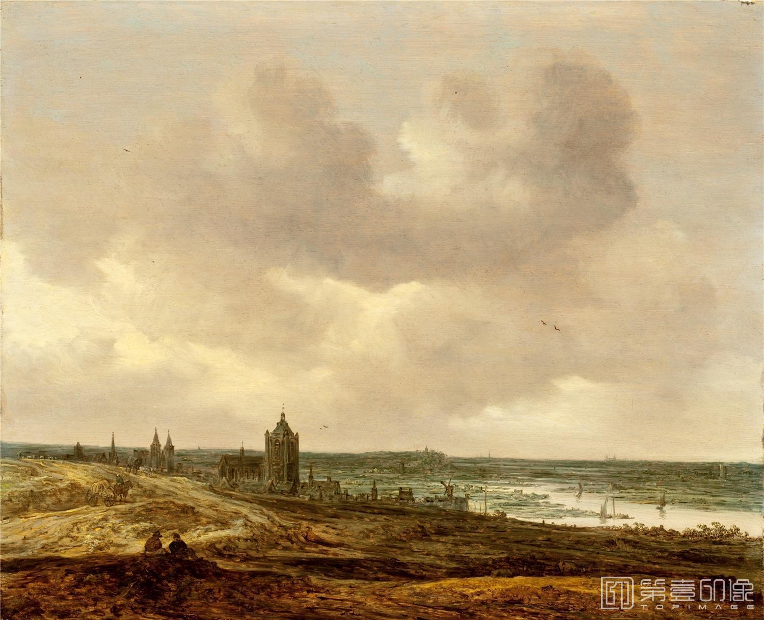 油画-美国洛杉矶国家美术馆-Jan van Goyen-View of Arnhem-133